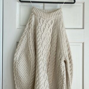 White thick knit sweater